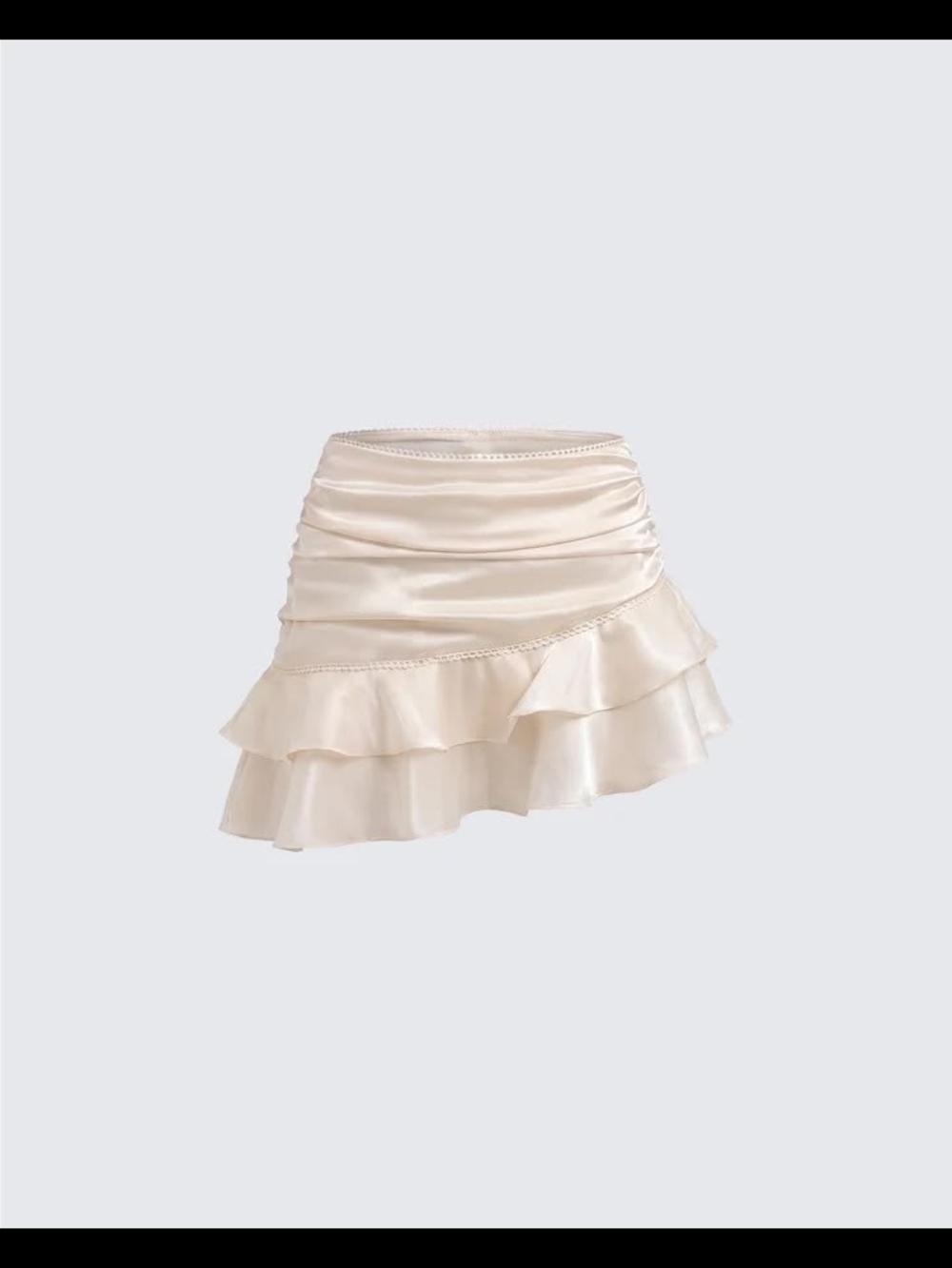 Finesse Elma Ivory Chiffon Ruffle Mini Skirt/Size L/MSRP 48